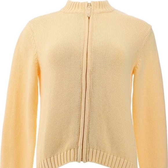 NWT LANDS' END UNIFORM BOY'S DRIFTER ZIP CARDIGAN SWEATER MAIZE LARGE (14-16) - Picture 1 of 10